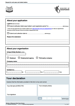 Confinement Nanny Work Permit Extension Singapore Application Form