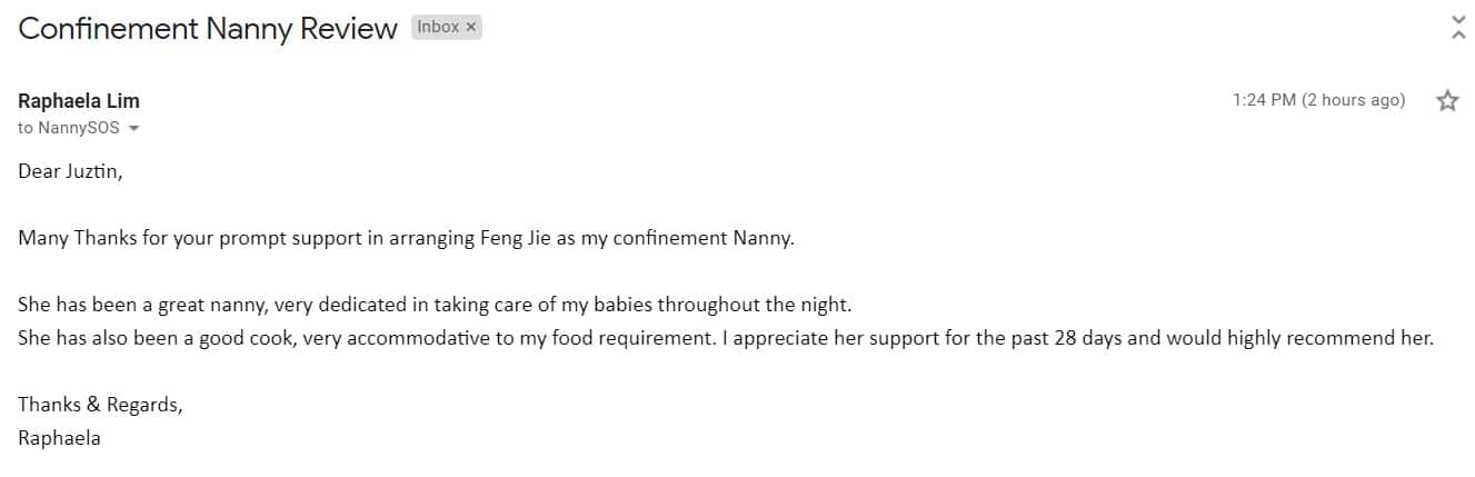 Confinement Nanny Review from Raphaela